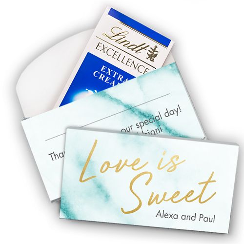 Deluxe Personalized Wedding Love Is Sweet Lindt Chocolate Bar in Gift Box (3.5oz)