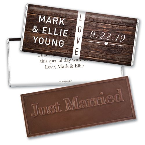 Personalized Wedding Rustic Love Embossed Chocolate Bar & Wrapper