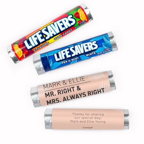 Personalized Wedding Favor Mr. And Mrs. Right Hershey's Lifesavers Rolls (20 Rolls)