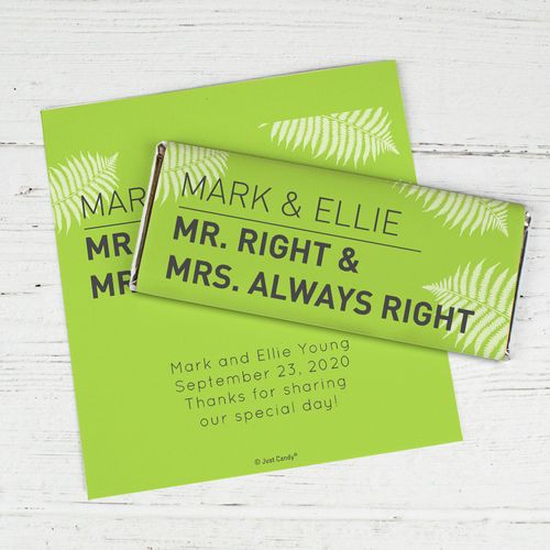 Wedding Favor Personalized Chocolate Bar Wrappers Mr. And Mrs. Right