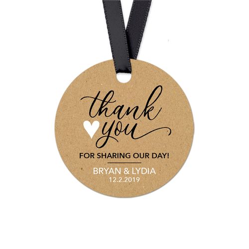 Personalized Thank You Heart Wedding Round Favor Gift Tags (20 Pack)