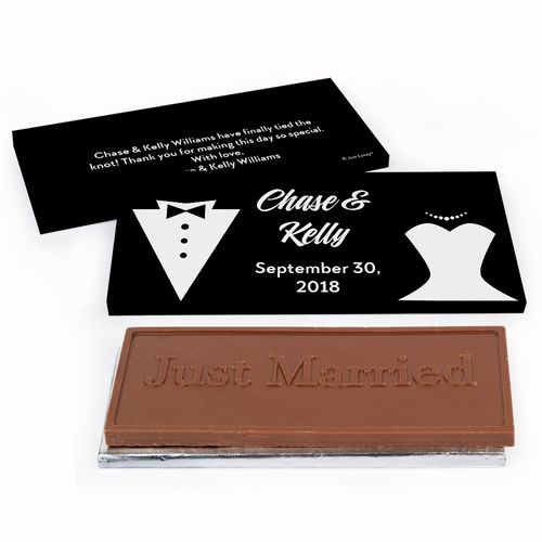 Deluxe Personalized Bride & Groom Wedding Chocolate Bar in Gift Box