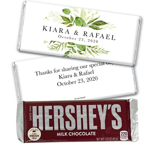 Personalized Wedding Botanical Greenery Hershey's Milk Chocolate Bar