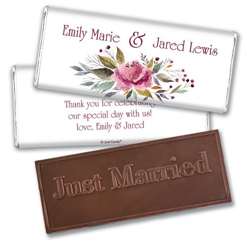 Personalized Flowering Affection Wedding Embossed Chocolate Bars