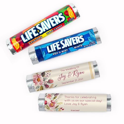 Personalized Blooming Bouquet Wedding Lifesavers Rolls (20 Rolls)
