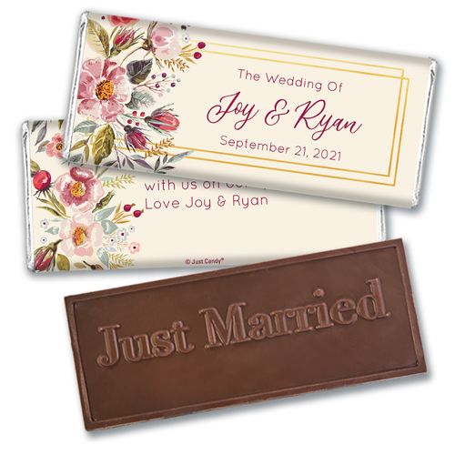 Personalized Blooming Bouquet Wedding Embossed Chocolate Bars
