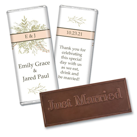 Personalized Wildflower Bouquet Wedding Embossed Chocolate Bars