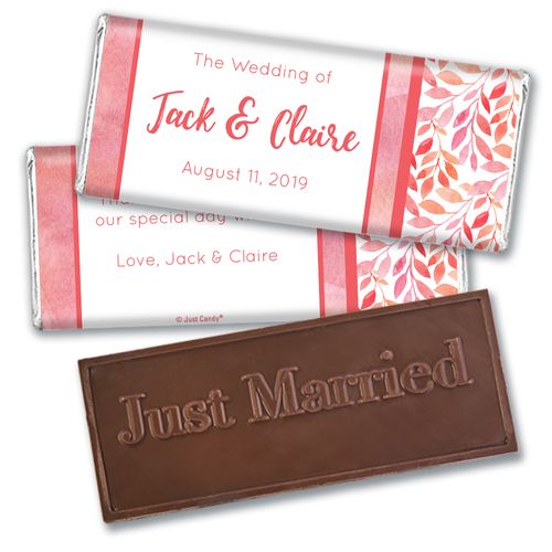 Personalized Lovely Leaves Wedding Embossed Chocolate Bars