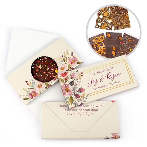 Personalized Blooming Bouquet Wedding Gourmet Infused Belgian Chocolate Bars (3.5oz)
