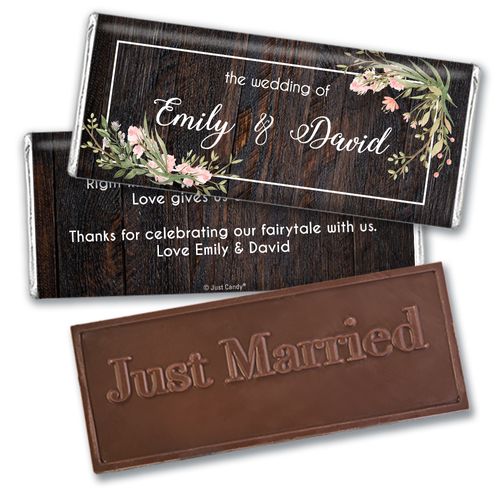 Personalized Rustic Romance Wedding Embossed Chocolate Bars