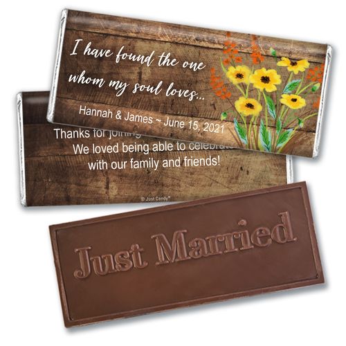Personalized Painted Flowers Wedding Embossed Chocolate Bars