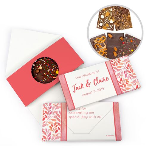 Personalized Lovely Leaves Wedding Gourmet Infused Belgian Chocolate Bars (3.5oz)