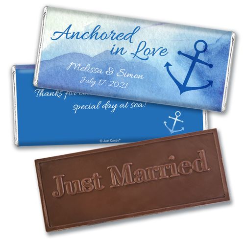 Personalized Anchored in Love Wedding Embossed Chocolate Bars
