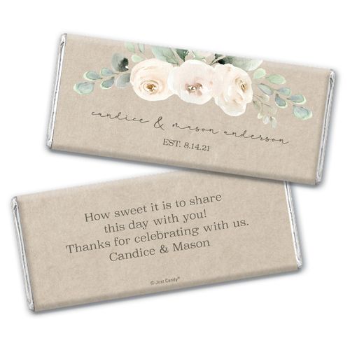 Personalized Precious Peonies Wedding Chocolate Bar Wrappers