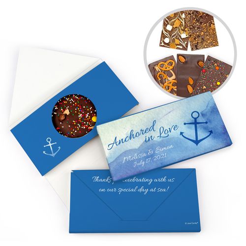 Personalized Anchored in Love Wedding Gourmet Infused Belgian Chocolate Bars (3.5oz)