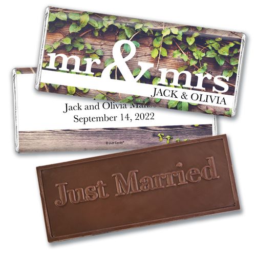 Personalized Mr. & Mrs. Rustic Wedding Embossed Chocolate Bars