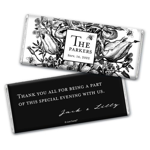 Personalized Ornamental Botanicals Wedding Chocolate Bar Wrappers