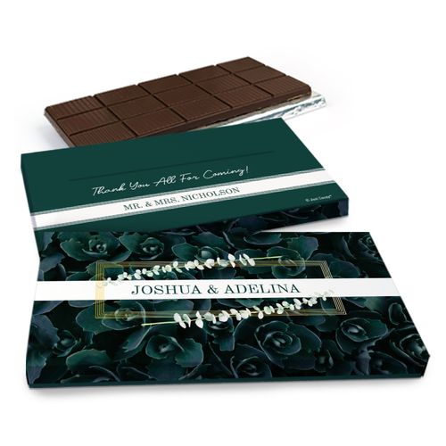 Deluxe Personalized Enchanting Bloom Wedding Chocolate Bar in Gift Box (3oz Bar)