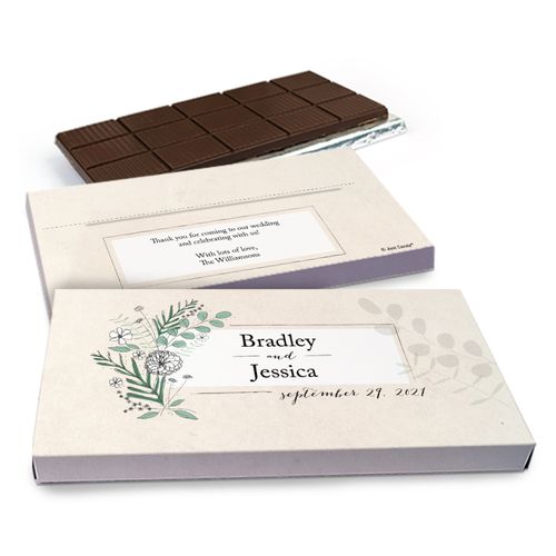 Deluxe Personalized Romantic Flora Wedding Chocolate Bar in Gift Box (3oz Bar)