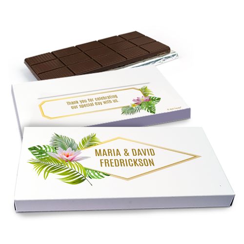 Deluxe Personalized Floral Glam Wedding Chocolate Bar in Gift Box (3oz Bar)