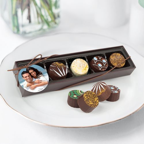 Personalized Wedding Full Photo Gourmet Chocolate Truffle Gift Box (5 Truffles)