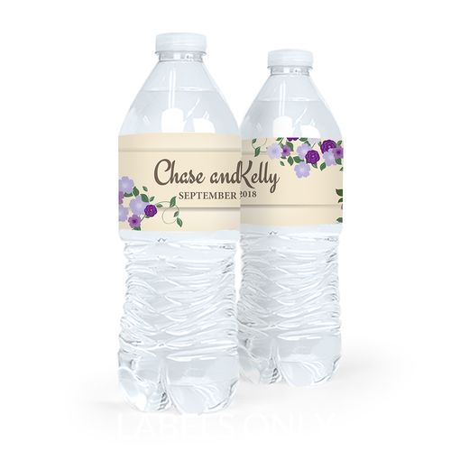 Personalized Wedding Boho Flowers Water Bottle Sticker Labels (5 Labels)