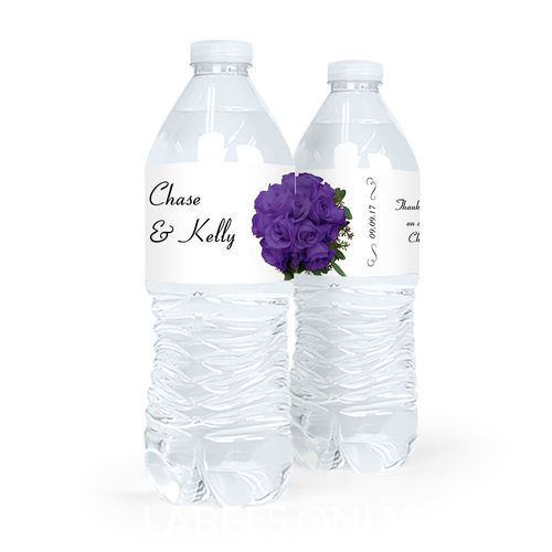 Personalized Wedding Flower Bouquets Water Bottle Sticker Labels (5 Labels)