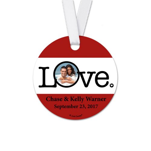 Personalized Wedding Circle Photo Round Favor Gift Tags (20 Pack)