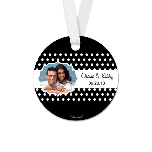 Personalized Wedding Polka Dots Round Favor Gift Tags (20 Pack)
