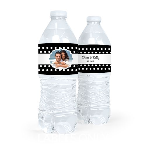 Personalized Polka Dots Wedding Water Bottle Labels (5 Labels)