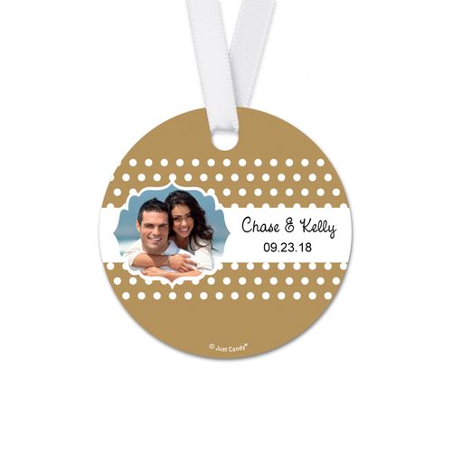 Personalized Wedding Polka Dots Round Favor Gift Tags (20 Pack)