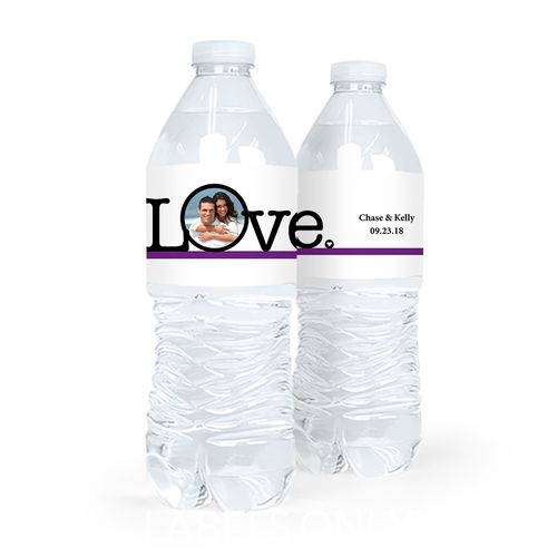 Personalized Circle Photo Wedding Water Bottle Labels (5 Labels)