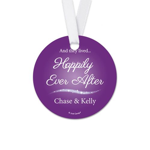 Personalized Happily Ever After Wedding Round Favor Gift Tags (20 Pack)
