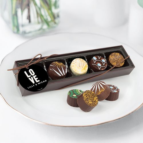 Personalized Wedding Bold Love Gourmet Chocolate Truffle Gift Box (5 Truffles)