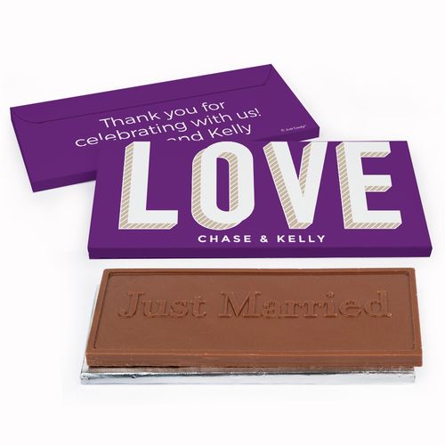 Deluxe Personalized Bold Love Wedding Chocolate Bar in Gift Box