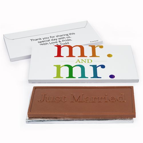 Deluxe Personalized Wedding Mr. & Mr. Rainbow Chocolate Bar in Gift Box