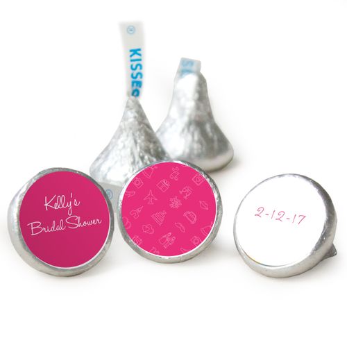 Bridal Shower Favors Personalized Pink Wedding Symbols Hershey's Kisses Candy