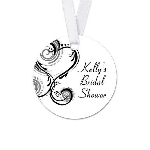 Personalized Heart Swirls Bridal Shower Round Favor Gift Tags (20 Pack)