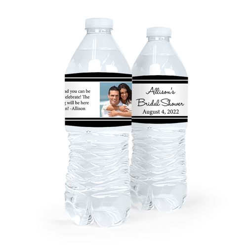 Personalized Bridal Shower Classic Photo Water Bottle Sticker Labels (5 Labels)