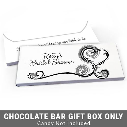 Deluxe Personalized Swirled Hearts Bridal Shower Candy Bar Favor Box