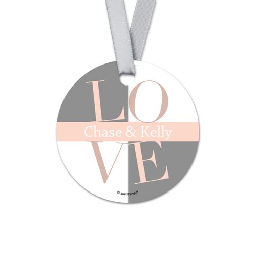 Personalized Pop Art Love Bridal Shower Round Favor Gift Tags (20 Pack)