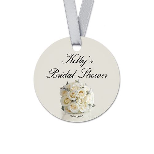 Personalized Bouquet Bridal Shower Round Favor Gift Tags (20 Pack)