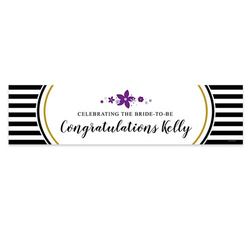 Personalized Bridal Shower Stripes & Flowers 5 Ft. Banner