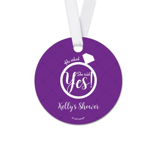 Personalized Diamond Ring Bridal Shower Round Favor Gift Tags (20 Pack)