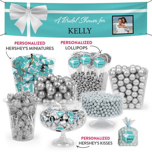 Personalized Bridal Shower Tiffany Style Bow Deluxe Candy Buffet