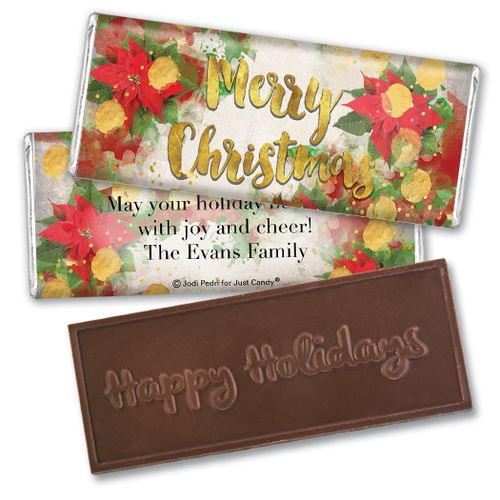 Personalized Embossed Chocolate Bar - Christmas Holly