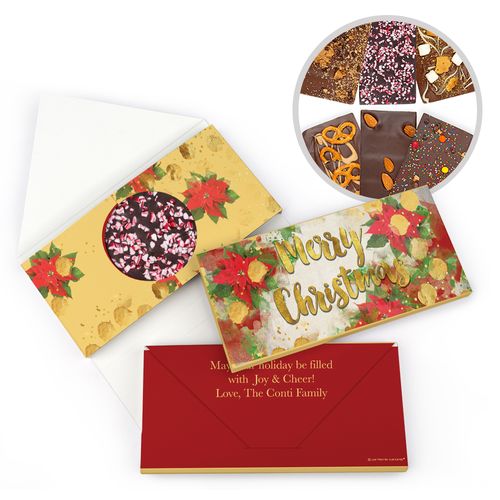 Personalized Merry Christmas Holly Gourmet Infused Belgian Chocolate Bars (3.5oz)