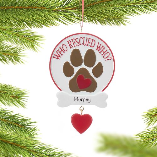 Personalized Who Rescued Who Dog Paw Print