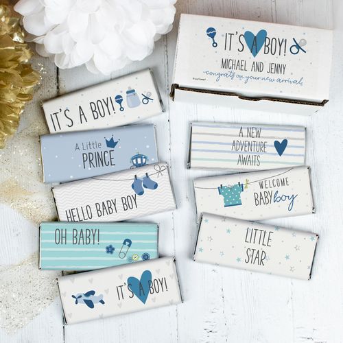 Personalized Birth Announcement It's a Boy! Candy Gift Box Belgian Chocolate Bars (8 Pack)