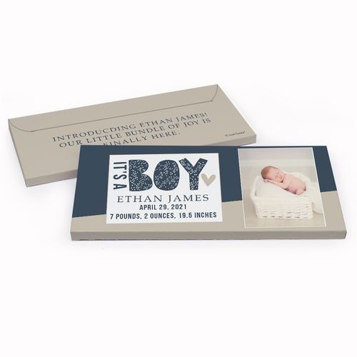 Deluxe Personalized It's A Boy Baby Shower Candy Bar Favor Box